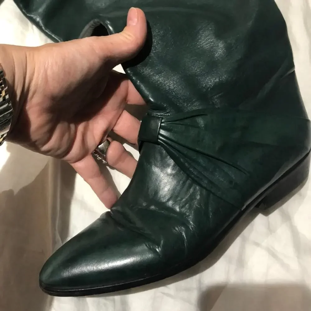 8.5N Hunter green leather boots guc